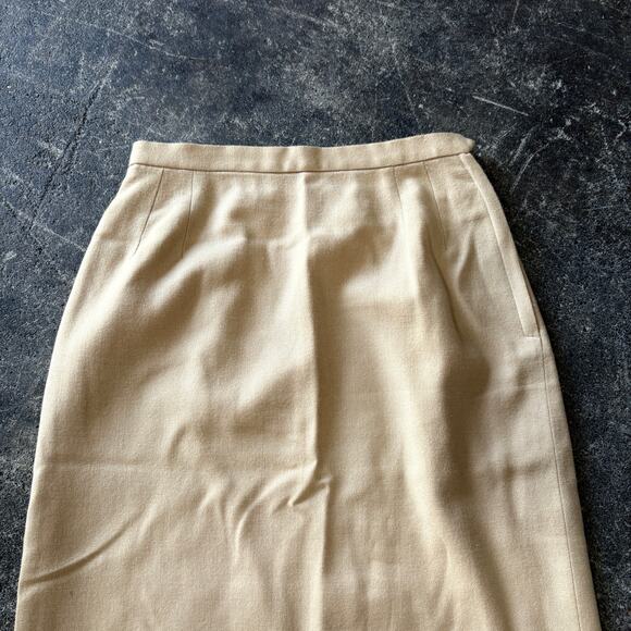 Vintage Hadley Wool Skirt Womens Size 8 Tan Khaki Midi School High Waist 24 - Picture 2 of 8
